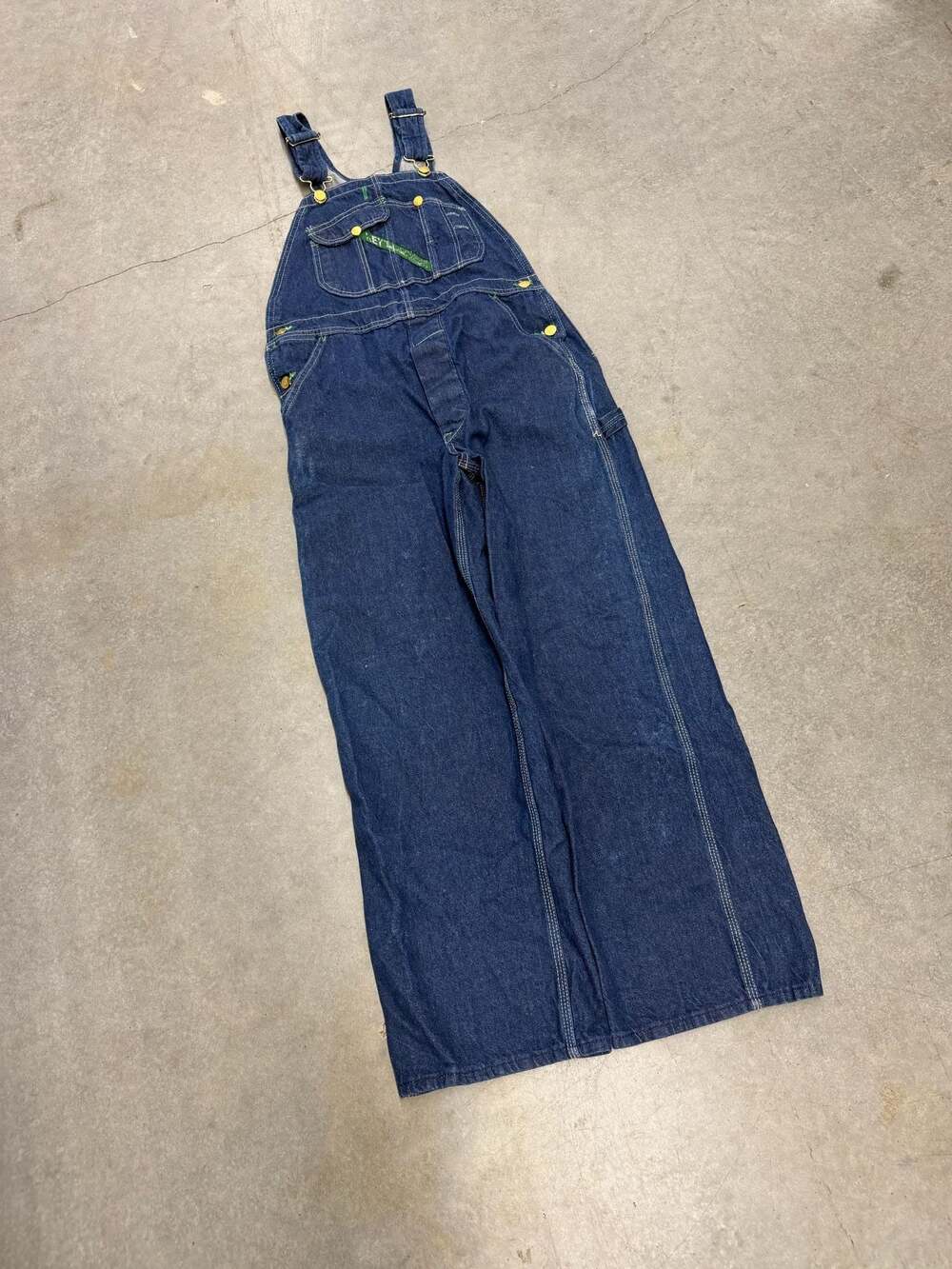 Vintage 90s KEY Imperial Dark Blue Denim Bib Overalls Size Mens 32x30